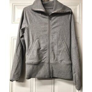 Lululemon Full Zip Jacket Grey Cowl Neck Workout Athleisure Yoga, Pit To Pit 19”